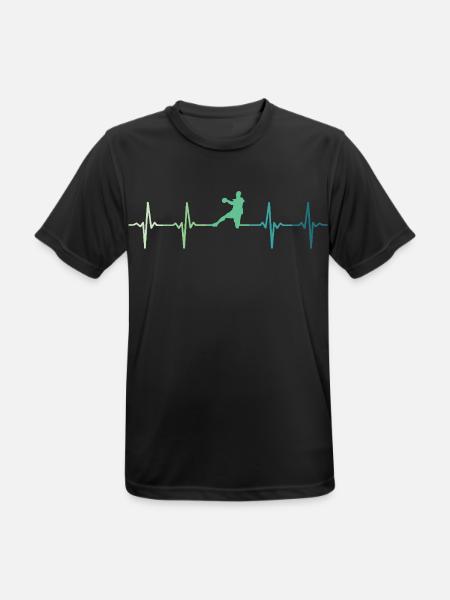 Handball, Herzschlag, Handball - Männer T-Shirt atmungsaktiv - Schwarz
