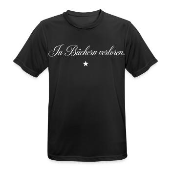 In Büchern verloren Spruch Buchwurm Lesen - Männer T-Shirt atmungsaktiv - Schwarz - Vorne - AI Model Male 178 light (178cm)