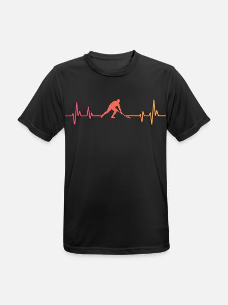 Feldhockey, Sonnenuntergangsherzschlag, Feldhockey - Männer T-Shirt atmungsaktiv - Schwarz