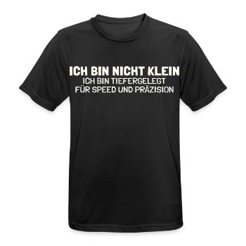 Nicht klein tiefergelegt Lustiger Spruch Tuning - Männer T-Shirt atmungsaktiv - Schwarz - Vorne - AI Model Male 178 light (178cm)