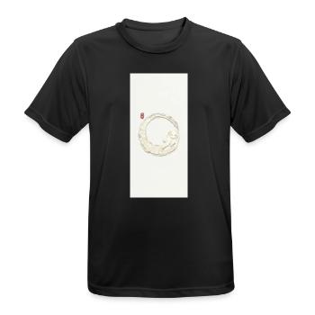 Lächelnder Zen Enso Kreis - Männer T-Shirt atmungsaktiv - Schwarz - Vorne - AI Model Male 178 light (178cm)