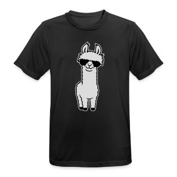 Lunettes de soleil Cool Lama Alpaga Souriant Drôle - T-shirt respirant Homme - noir - Devant - AI Model Male 178 light (178cm)