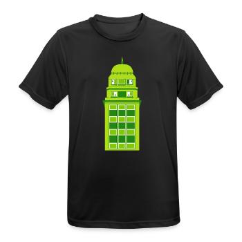 Retro Green Tower Clock - Men's Breathable T-Shirt - black - Front - AI Model Male 178 light (178cm)