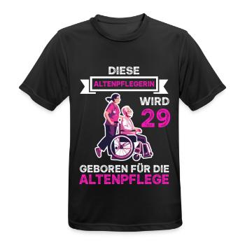 29 Geburtstag Altenpflegerin 29 Jahre Altenpflege - Männer T-Shirt atmungsaktiv - Schwarz - Vorne - AI Model Male 178 light (178cm)