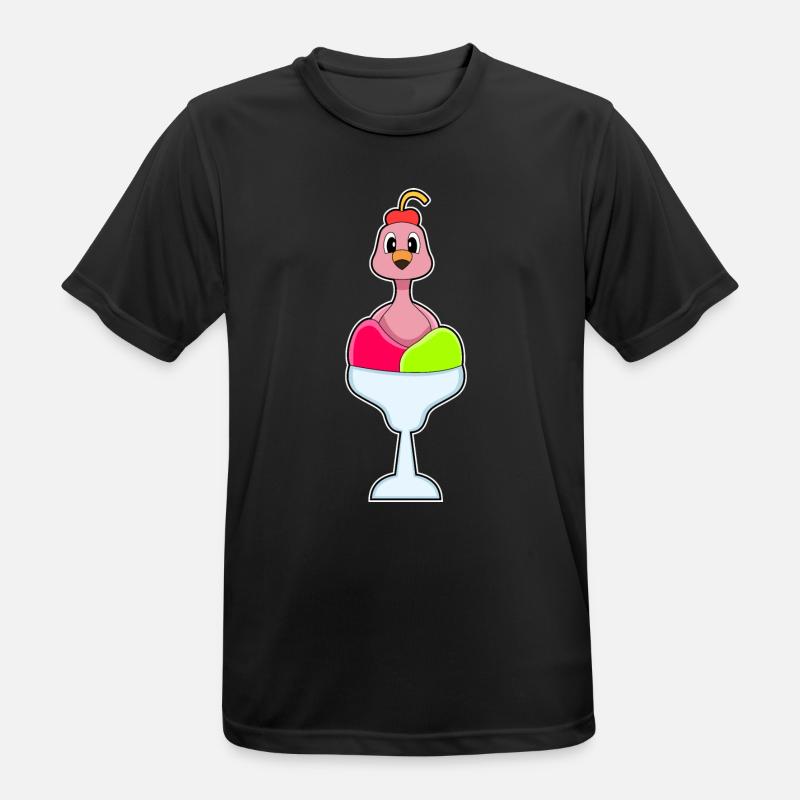 Flamingo Eiscreme Kirsche - Männer T-Shirt atmungsaktiv - Schwarz