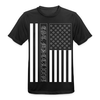 Est. MDCCLXXVI USA Flag - Men's Breathable T-Shirt - black - Front - AI Model Male 178 light (178cm)