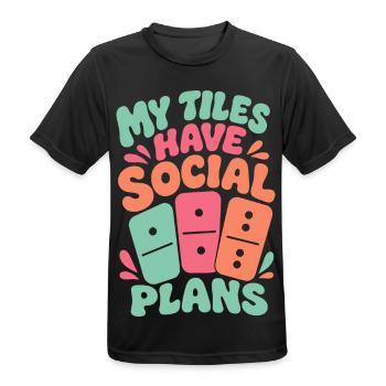 Domino: My Tiles Have Social Plans - Männer T-Shirt atmungsaktiv - Schwarz - Vorne - AI Model Male 178 light (178cm)