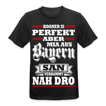KOANER IS PERFEKT ABER MIA AUS BAYERN SAN VERDAMMT - Männer T-Shirt atmungsaktiv - Schwarz - Vorne - AI Model Male 178 light (178cm)