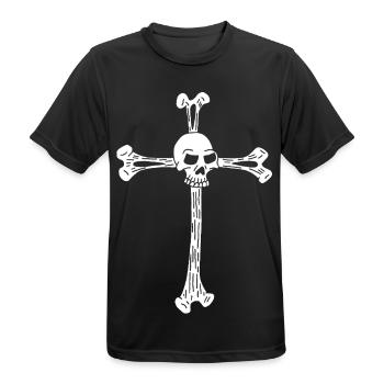 Kreuz und Totenkopf (Weiß) - Männer T-Shirt atmungsaktiv - Schwarz - Vorne - AI Model Male 178 light (178cm)
