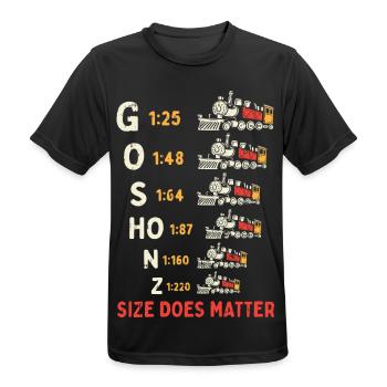 Größenzug: Size Does Matter - Männer T-Shirt atmungsaktiv - Schwarz - Vorne - AI Model Male 178 light (178cm)