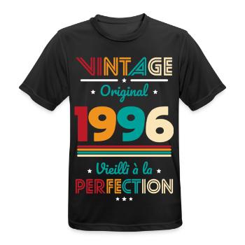 1996 – Vintage – Aged to perfection - Men's Breathable T-Shirt - black - Front - AI Model Male 178 light (178cm)