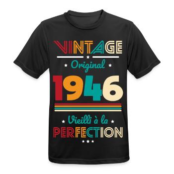 1946 – Vintage – Aged to perfection - Men's Breathable T-Shirt - black - Front - AI Model Male 178 light (178cm)