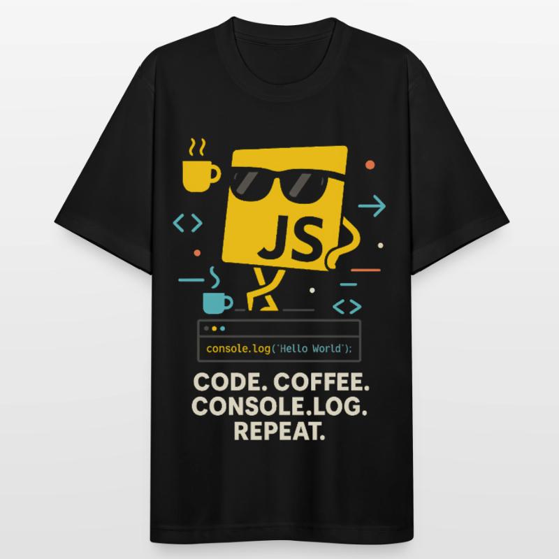Code Coffee Console.log Répéter le programme JavaScript T-shirt respirant Homme