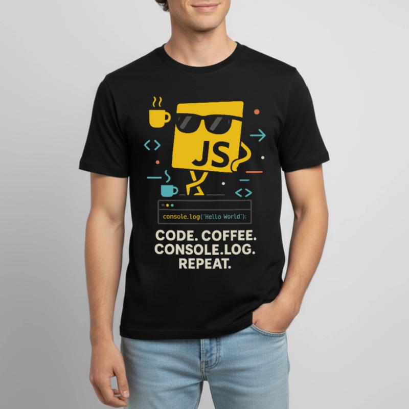Code Coffee Console.log Répéter le programme JavaScript T-shirt respirant Homme