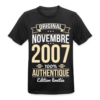 18th Birthday - Original - November 2007 - Men's Breathable T-Shirt - black - Front - AI Model Male 178 light (178cm)