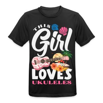 Designs et expressions amusantes de ukulélé - T-shirt respirant Homme - noir - Devant - AI Model Male 178 light (178cm)