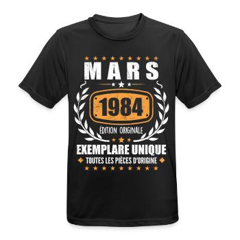 Original March 1984 Vintage Birthday Gift - Men's Breathable T-Shirt - black - Front - AI Model Male 178 light (178cm)