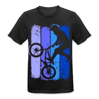 Bmx Retro | Bmx Fahrrad Fahrer Blau | Bmx Bike - Männer T-Shirt atmungsaktiv - Schwarz - Vorne - AI Model Male 178 light (178cm)