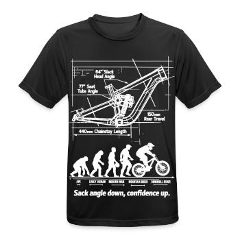 MTB Evolution Blueprint: Full Suspension Downhill - Männer T-Shirt atmungsaktiv - Schwarz - Vorne - AI Model Male 178 light (178cm)