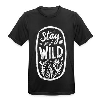Stay wild - Männer T-Shirt atmungsaktiv - Schwarz - Vorne - AI Model Male 178 light (178cm)
