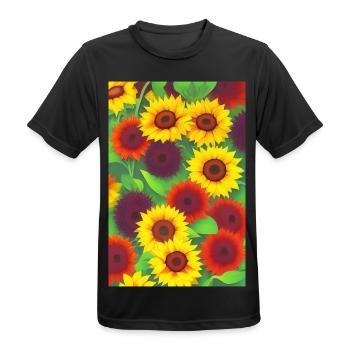 Sonnenblumen - Männer T-Shirt atmungsaktiv - Schwarz - Vorne - AI Model Male 178 light (178cm)