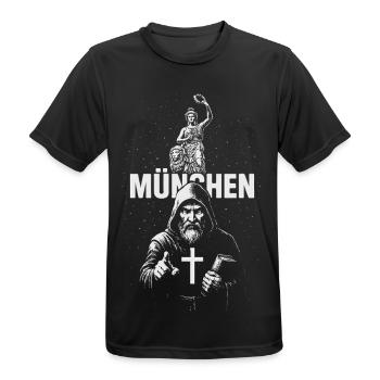 Mönch von München - Männer T-Shirt atmungsaktiv - Schwarz - Vorne - AI Model Male 178 light (178cm)