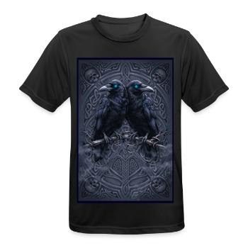 huginn muninn Zwillingsraben keltisches Ornament - Männer T-Shirt atmungsaktiv - Schwarz - Vorne - AI Model Male 178 light (178cm)
