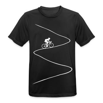 Vélo de course, en montée, raide, vélo, vélo, randonnée, montagne - T-shirt respirant Homme - noir - Devant - AI Model Male 178 light (178cm)