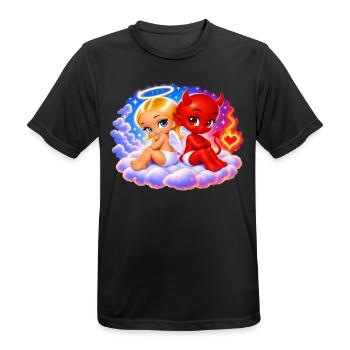 Angel & Devil – Sweet and Mischievous - T-shirt respirant Homme - noir - Devant - AI Model Male 178 light (178cm)