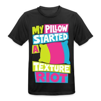 Kissen – My Pillow Started a Texture Riot - Männer T-Shirt atmungsaktiv - Schwarz - Vorne - AI Model Male 178 light (178cm)