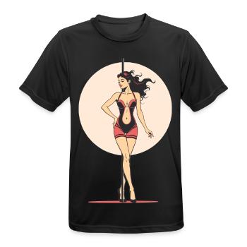 Sexy Pole Dance Silhouette – Erotische Kunst - Männer T-Shirt atmungsaktiv - Schwarz - Vorne - AI Model Male 178 light (178cm)