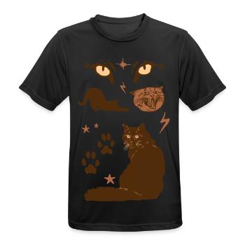 BRUNE KATZEN - Männer T-Shirt atmungsaktiv - Schwarz - Vorne - AI Model Male 178 light (178cm)