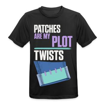 Patches Are My Plot Twists – Flicken - Männer T-Shirt atmungsaktiv - Schwarz - Vorne - AI Model Male 178 light (178cm)