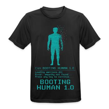 Booting Human 1.0 Empathy Error - Männer T-Shirt atmungsaktiv - Schwarz - Vorne - AI Model Male 178 light (178cm)