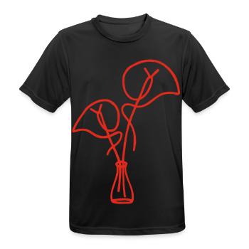 Rote Blumenskizze - Männer T-Shirt atmungsaktiv - Schwarz - Vorne - AI Model Male 178 light (178cm)