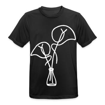 Weiße Blumenskizze - Männer T-Shirt atmungsaktiv - Schwarz - Vorne - AI Model Male 178 light (178cm)