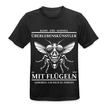 Flying Design – Funny Survivalist Motif - Men's Breathable T-Shirt - black - Front - AI Model Male 178 light (178cm)