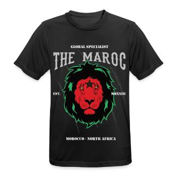 Le Marocain – Fier du design marocain - T-shirt respirant Homme - noir - Devant - AI Model Male 178 light (178cm)