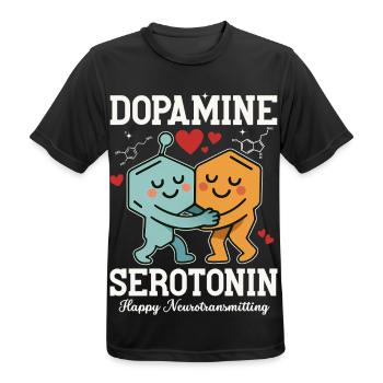 Conception d’un câlin à la dopamine et sérotonine - T-shirt respirant Homme - noir - Devant - AI Model Male 178 light (178cm)