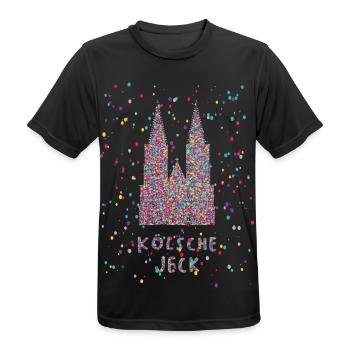 Cologne Jeck Cathédrale de Cologne Carnaval Confettis - T-shirt respirant Homme - noir - Devant - AI Model Male 178 light (178cm)