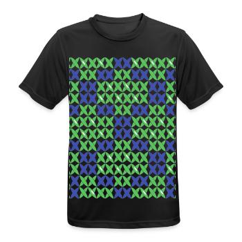 Motif à damier vert-bleu - T-shirt respirant Homme - noir - Devant - AI Model Male 178 light (178cm)