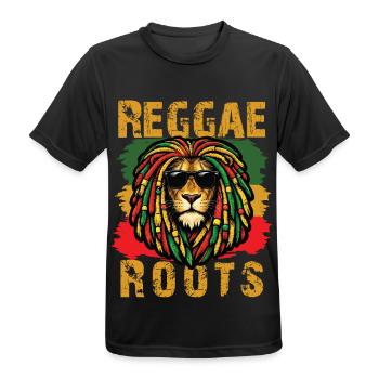 Lion Reggae Roots Rasta Vibe - Men's Breathable T-Shirt - black - Front - AI Model Male 178 light (178cm)