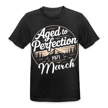 Cadeau d’anniversaire mars 1971 - T-shirt respirant Homme - noir - Devant - AI Model Male 178 light (178cm)