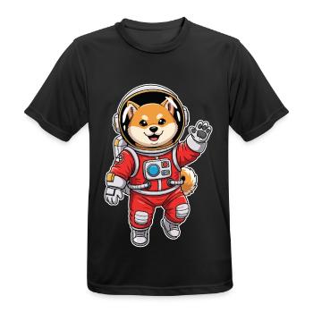 Chien Shiba Inu Astronaute Espace Rouge - T-shirt respirant Homme - noir - Devant - AI Model Male 178 light (178cm)