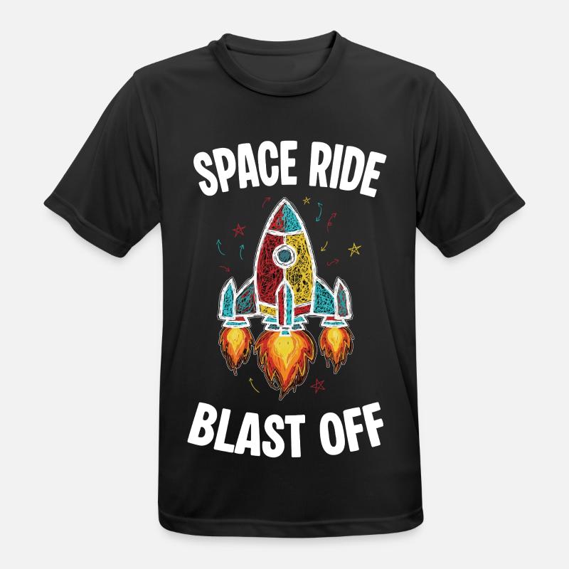 Fusée Espace Retro Scribble Blast Off - T-shirt respirant Homme - noir