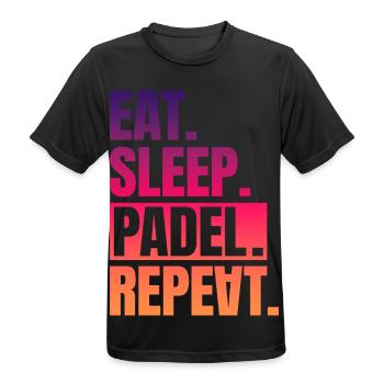 Eat Sleep Padel Repeat - Männer T-Shirt atmungsaktiv - Schwarz - Vorne - AI Model Male 178 light (178cm)