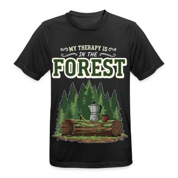Camping Café Humor Meine Therapie ist im Wald - Männer T-Shirt atmungsaktiv - Schwarz - Vorne - AI Model Male 178 light (178cm)