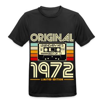 Originale Retro-Kassette von 1972 - Männer T-Shirt atmungsaktiv - Schwarz - Vorne - AI Model Male 178 light (178cm)