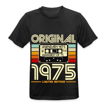 Originale limitierte Kassette von 1975 - Männer T-Shirt atmungsaktiv - Schwarz - Vorne - AI Model Male 178 light (178cm)
