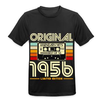 Originale Retro Heritage Kassette von 1956 - Männer T-Shirt atmungsaktiv - Schwarz - Vorne - AI Model Male 178 light (178cm)